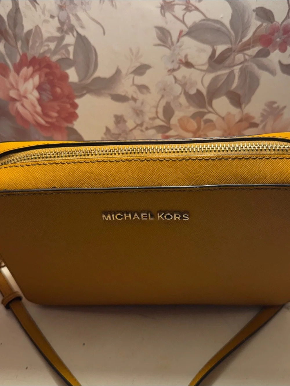 Michael Kors Saffiano Leather East West Crossbody Bag – Mustard Yellow